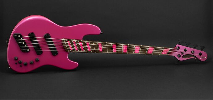 Super-J-Darkglass-w-Toggles-Swamp-Ash-Pink-Metallic-Wenge-Wenge-Pink-Pearloid-Blocks-SN-6429-e-e1660554418192