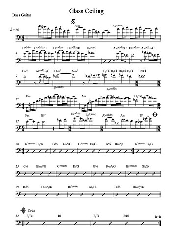 Glass Ceiling - Original Studio Chart - Bass