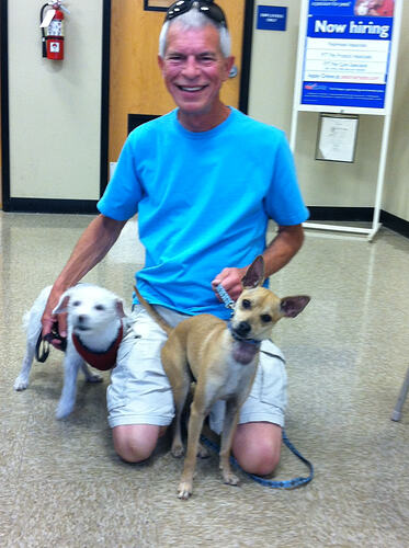 John and Sparky with Ollie on adoption day 2012-05-19