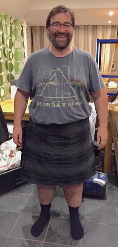 Pete in kilt - try on