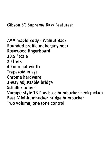 Gibson SG Supreme specs