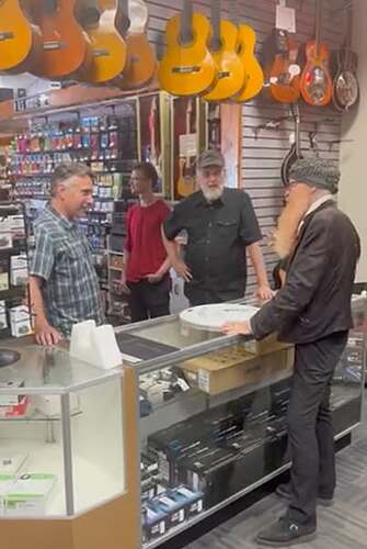 Billy Gibbons visiting AZ Music Pro 1