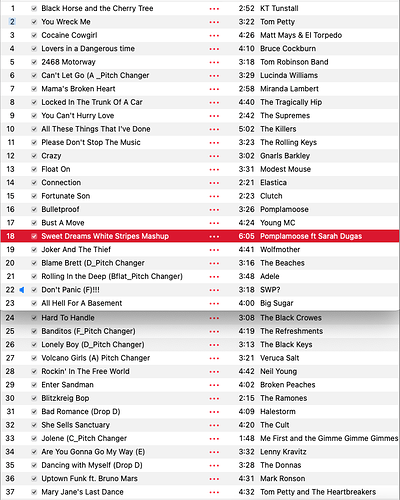 20 Jun - Set list
