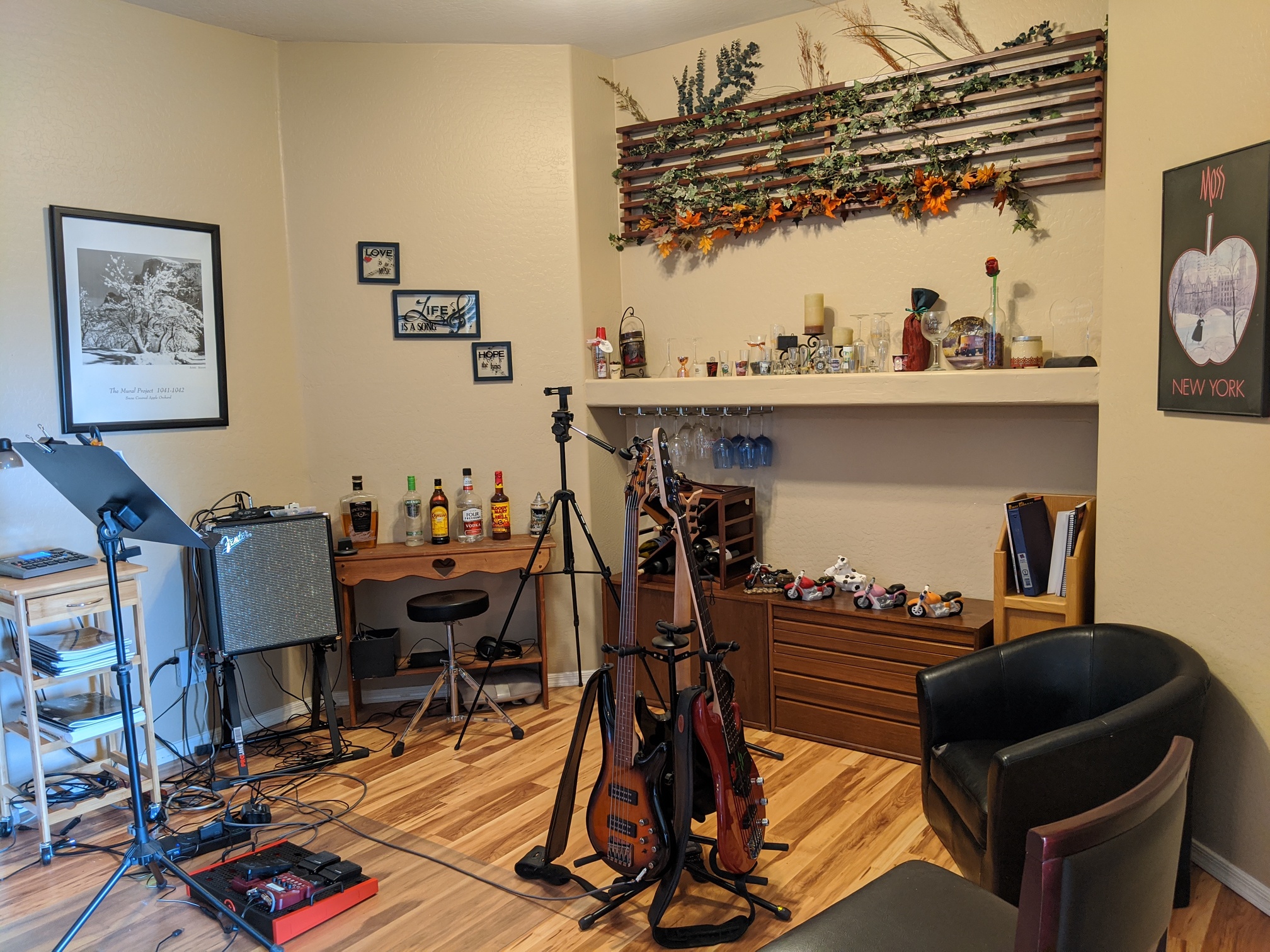 living room bass tube placement
